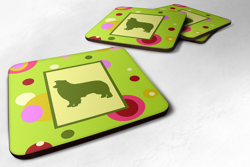 Border Collie Foam Coasters Set of 4 Cup Coasters for Indoor Outdoor, Tabletop Protection, Anti Slip, Mouse pad Material
