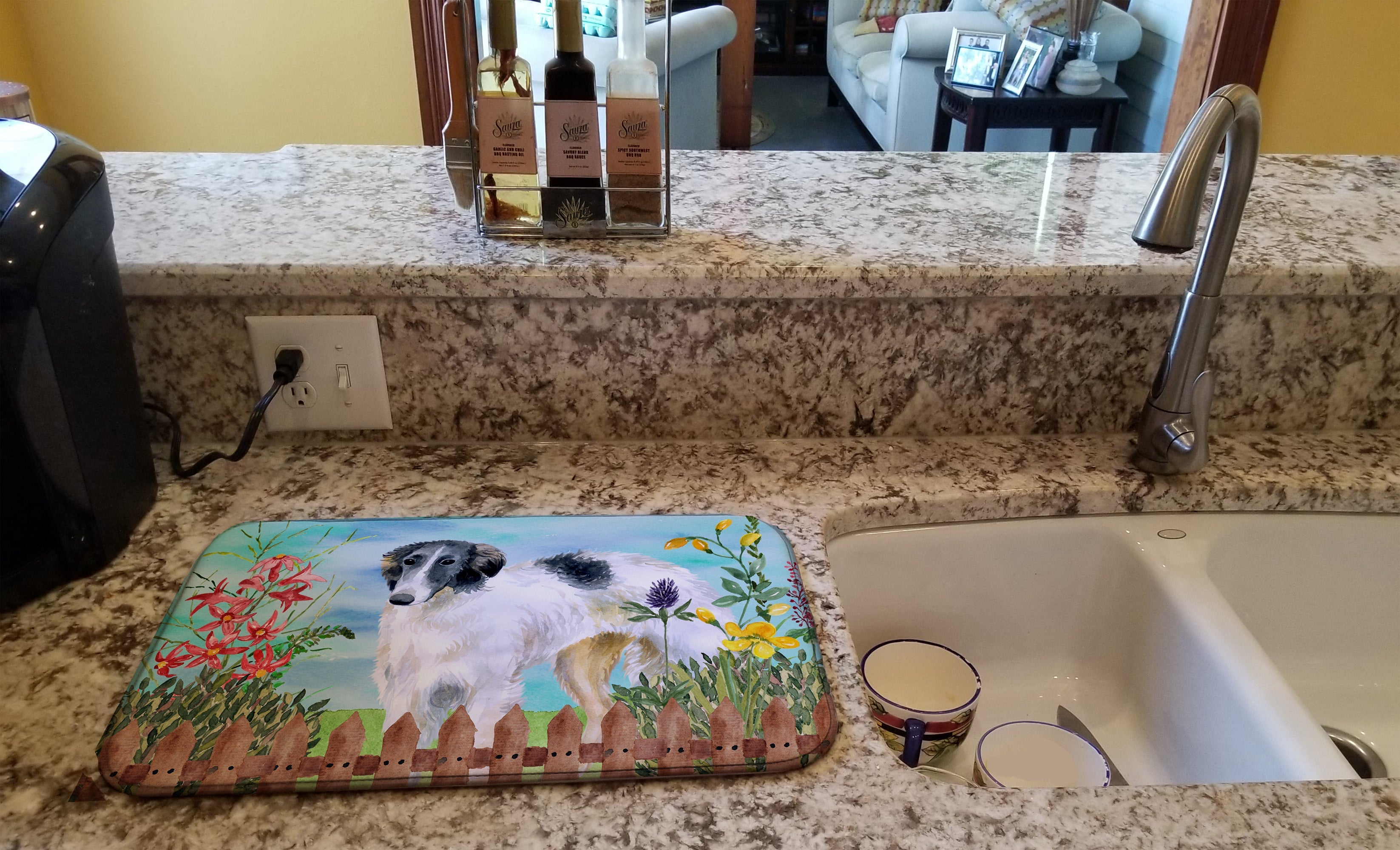 Borzoi Spring Dish Drying Mat Absorbent Dish Drying Mat Pad for Kitchen Counter Dish Drainer Mat for Countertop, 14 x 21", Multicolor