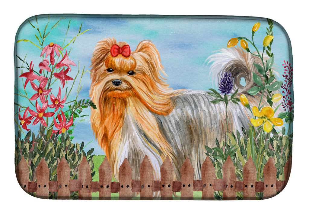 Yorkshire Terrier Spring Dish Drying Mat Absorbent Dish Drying Mat Pad for Kitchen Counter Dish Drainer Mat for Countertop, 14 x 21", Multicolor