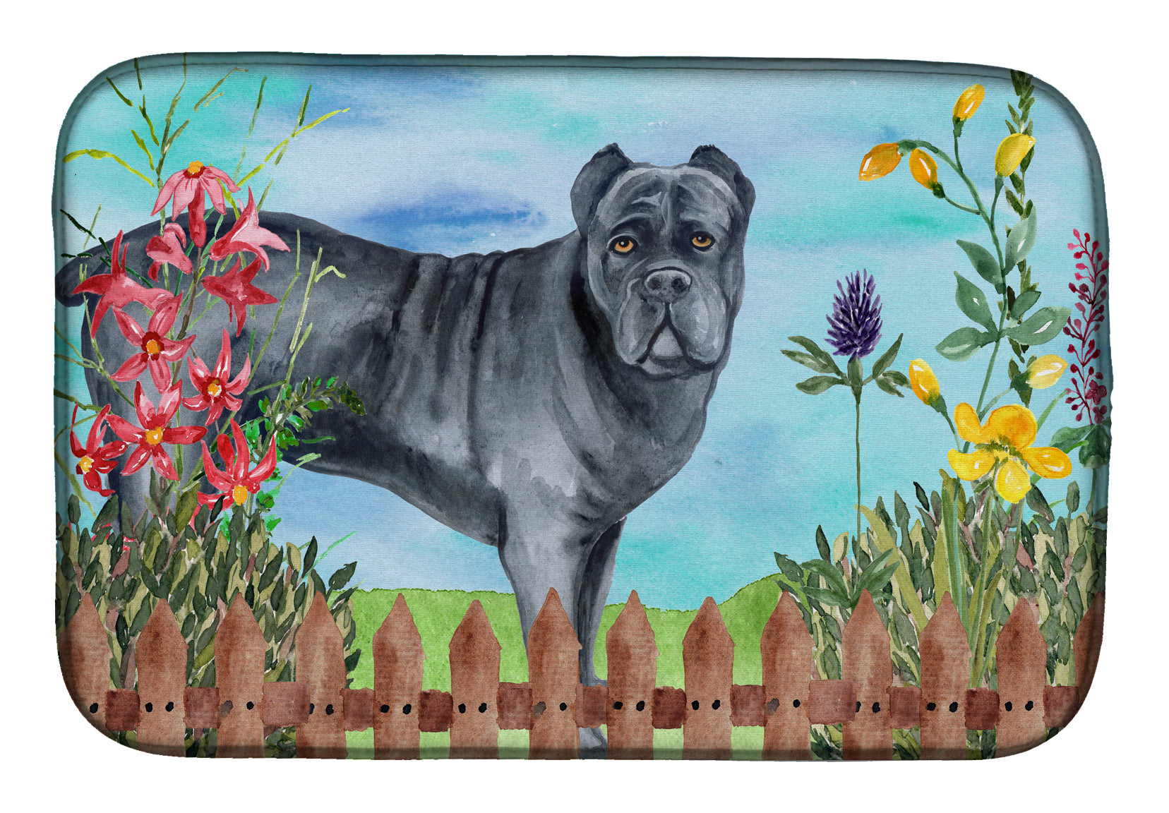 Cane Corso Spring Dish Drying Mat Absorbent Dish Drying Mat Pad for Kitchen Counter Dish Drainer Mat for Countertop, 14 x 21", Multicolor