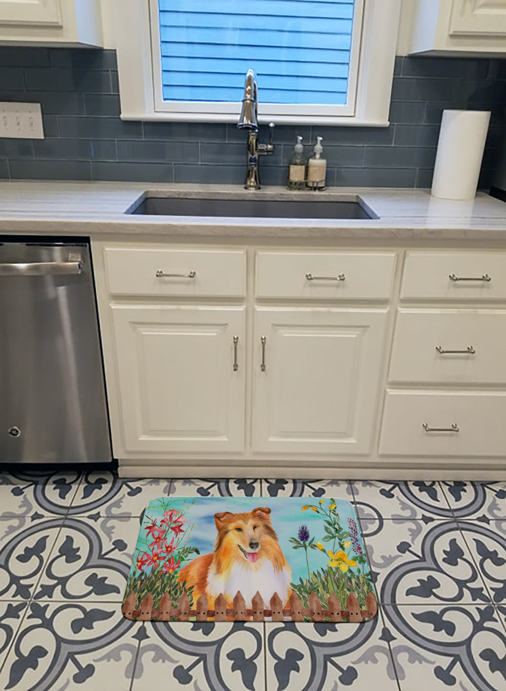 Sheltie Spring Memory Foam Kitchen Mat Machine Washable Anti-Fatigue Cushion Comfort Bath or Kitchen Rug