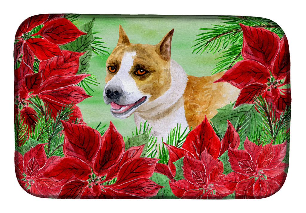 American Staffordshire Poinsettas Dish Drying Mat Absorbent Dish Drying Mat Pad for Kitchen Counter Dish Drainer Mat for Countertop, 14 x 21", Multicolor