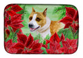 American Staffordshire Poinsettas Dish Drying Mat Absorbent Dish Drying Mat Pad for Kitchen Counter Dish Drainer Mat for Countertop, 14 x 21", Multicolor