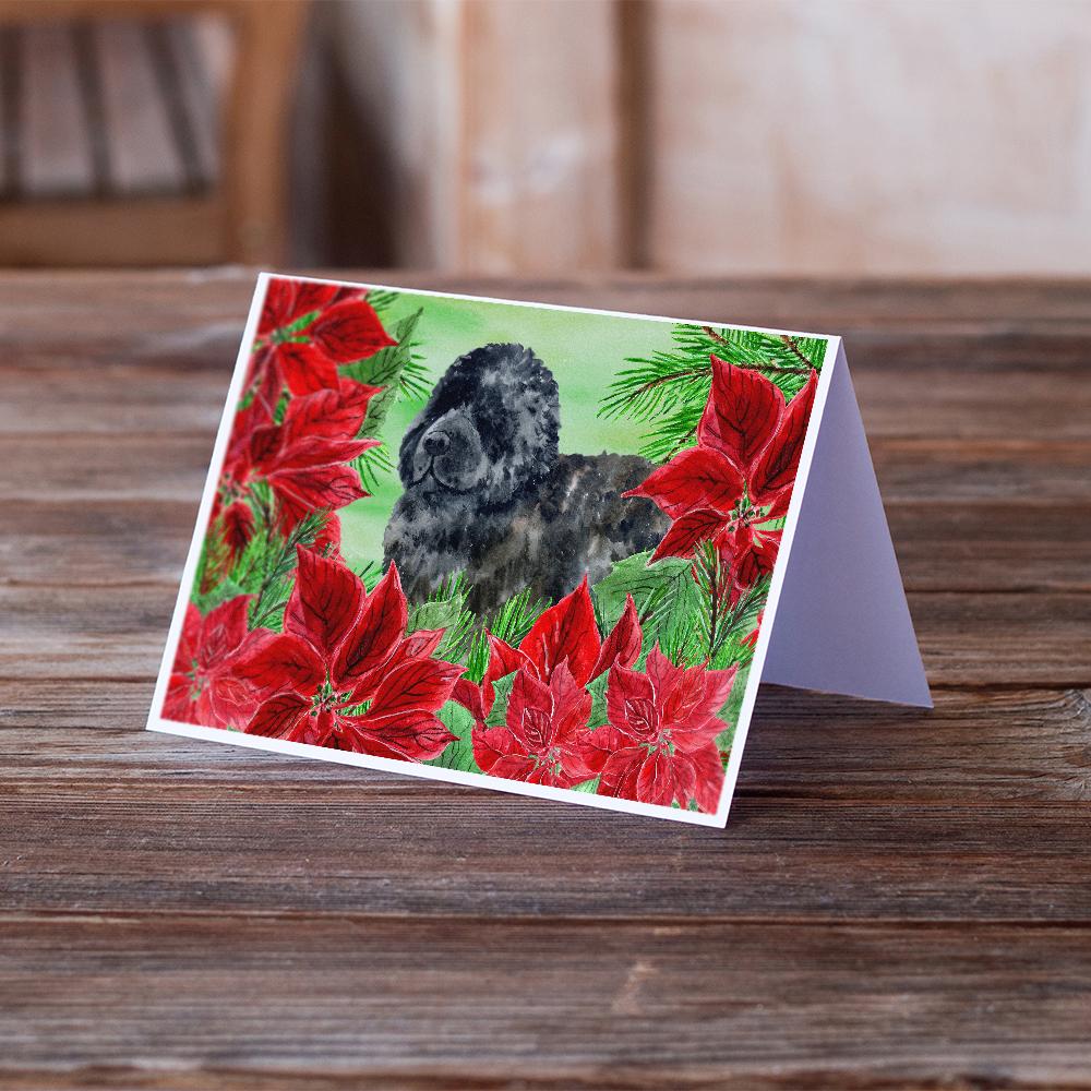 Newfoundland Poinsettas Greeting Cards Pack of 8 Blank Cards with Envelopes Whimsical A7 Size 5x7