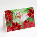 Afghan Hound Poinsettas Greeting Cards Pack of 8 Blank Cards with Envelopes Whimsical A7 Size 5x7