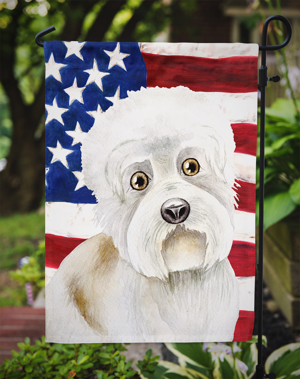 Dandie Dinmont Patriotic Garden Flag Mailbox Decorative Yard Banner Outside Patio Artwork for Flower Beds, Garden Size, Multicolor