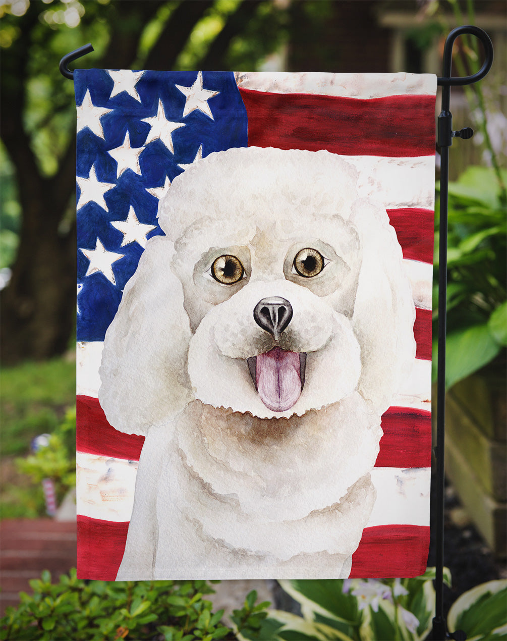Bichon Frise Patriotic Garden Flag Mailbox Decorative Yard Banner Outside Patio Artwork for Flower Beds, Garden Size, Multicolor