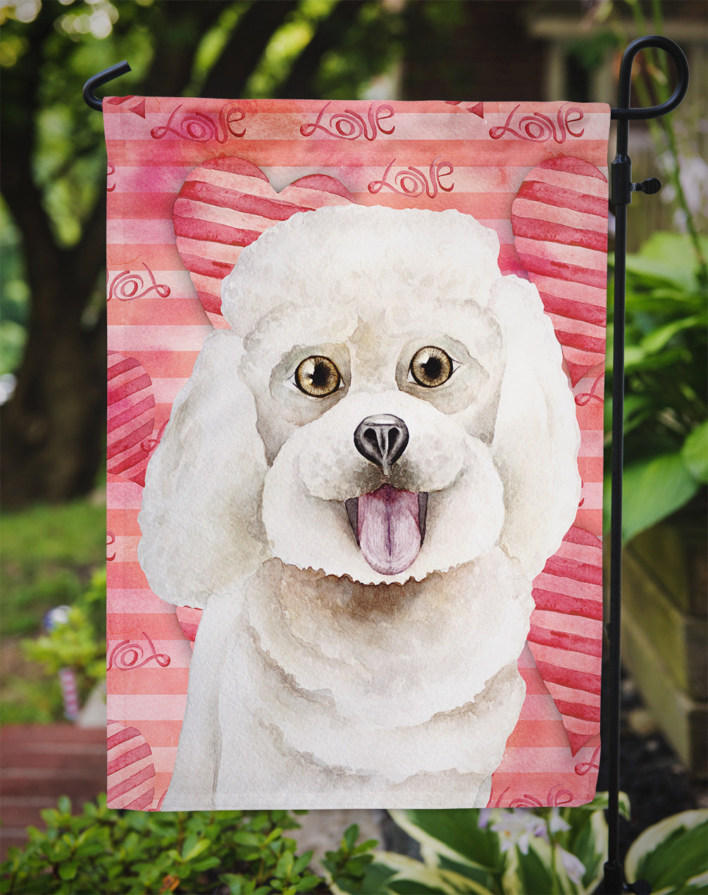 Bichon Frise Love Garden Flag Mailbox Decorative Yard Banner Outside Patio Artwork for Flower Beds, Garden Size, Multicolor