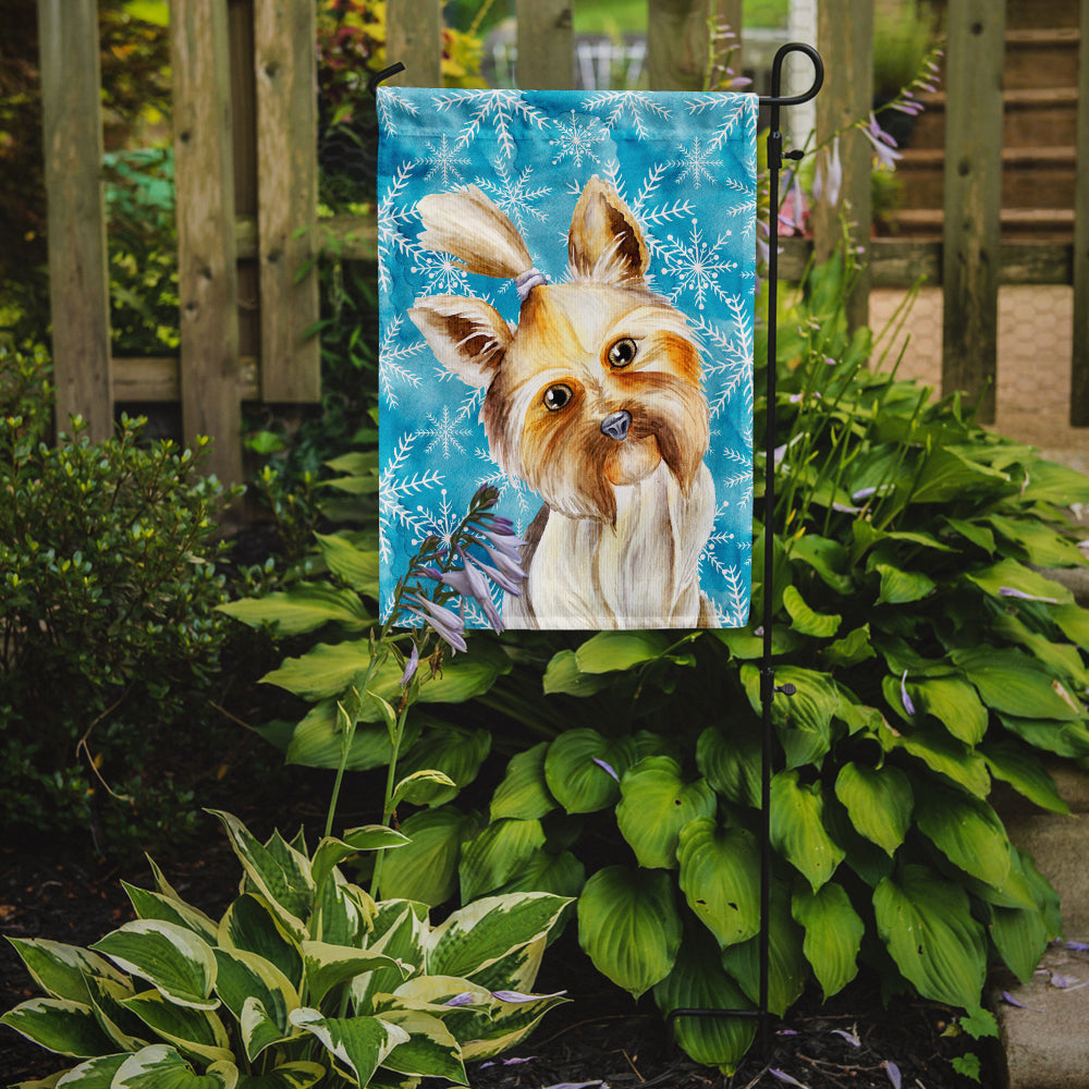 Yorkie Yorkshier Terrier Winter Garden Flag Mailbox Decorative Yard Banner Outside Patio Artwork for Flower Beds, Garden Size, Multicolor