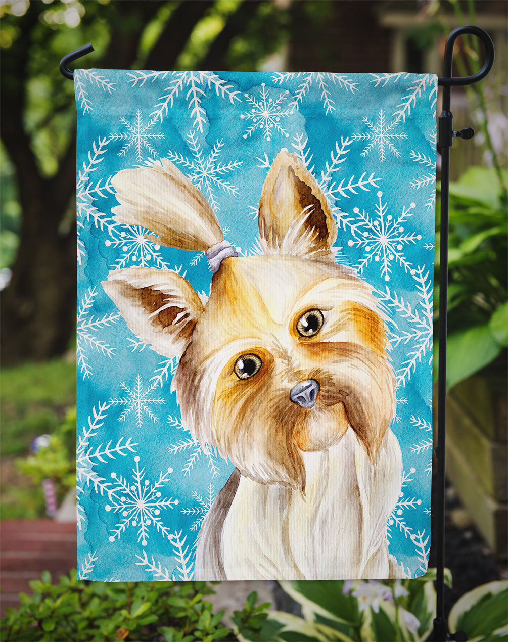 Yorkie Yorkshier Terrier Winter Garden Flag Mailbox Decorative Yard Banner Outside Patio Artwork for Flower Beds, Garden Size, Multicolor