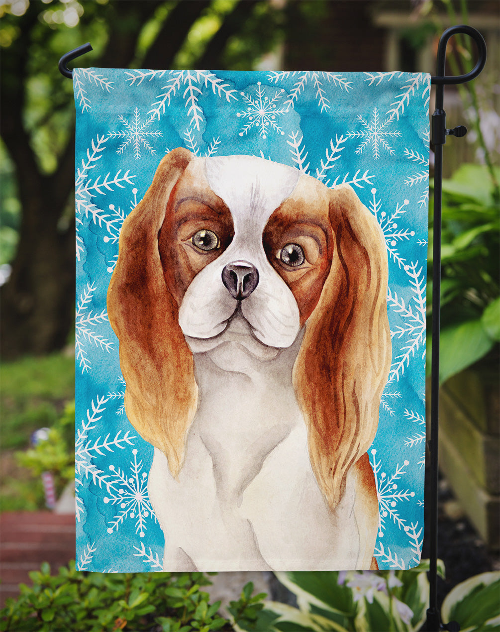 Cavalier Spaniel Winter Garden Flag Mailbox Decorative Yard Banner Outside Patio Artwork for Flower Beds, Garden Size, Multicolor
