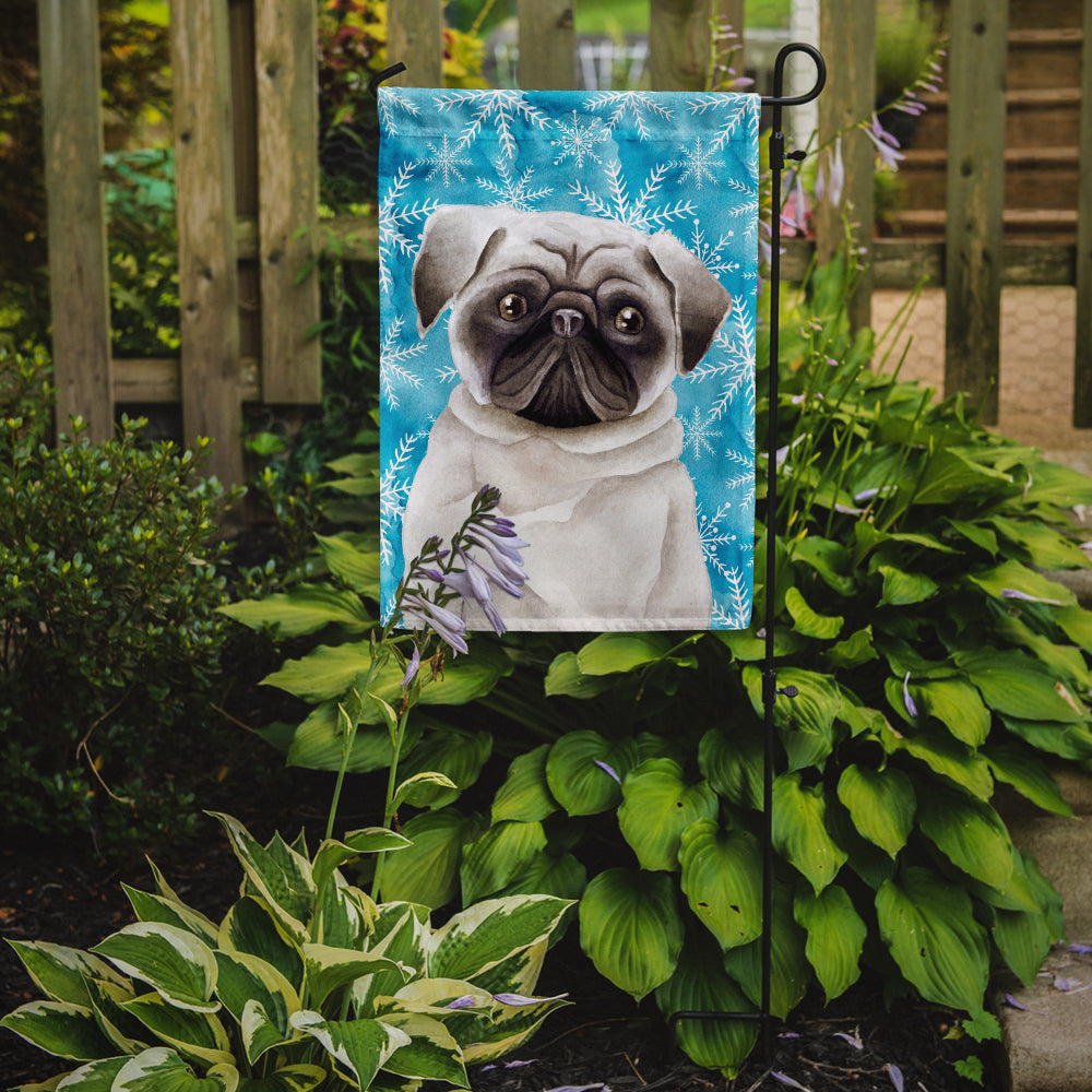 Pug Winter Garden Flag Mailbox Decorative Yard Banner Outside Patio Artwork for Flower Beds, Garden Size, Multicolor