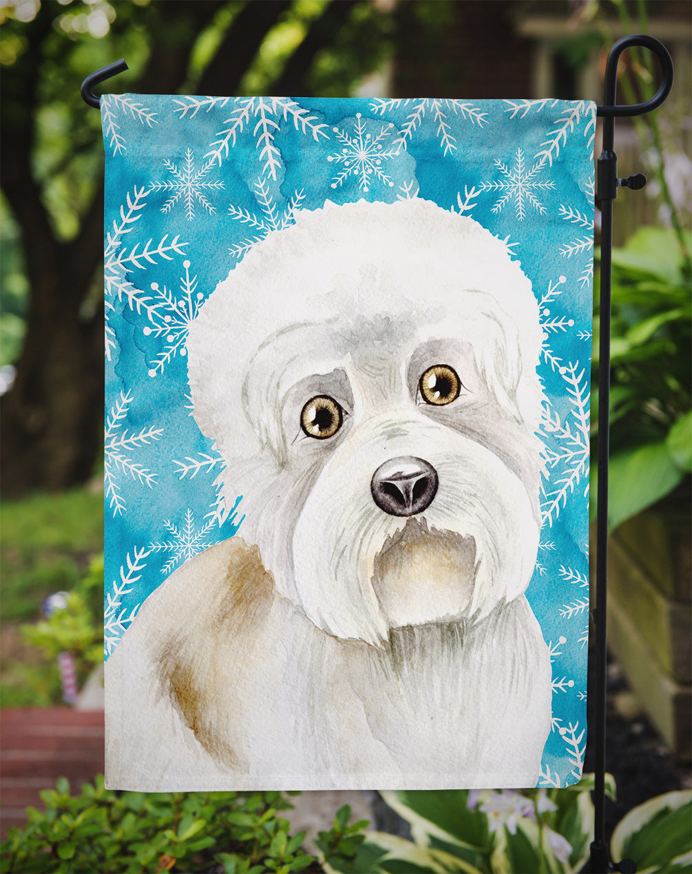 Dandie Dinmont Winter Garden Flag Mailbox Decorative Yard Banner Outside Patio Artwork for Flower Beds, Garden Size, Multicolor