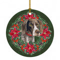 German Shorthaired Pointer Poinsetta Wreath Ceramic Ornament Christmas Tree Hanging Decorations for Home Christmas Holiday, Party, Gift, 3 in, Multicolor