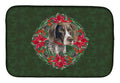 German Shorthaired Pointer Poinsetta Wreath Dish Drying Mat Absorbent Dish Drying Mat Pad for Kitchen Counter Dish Drainer Mat for Countertop, 14 x 21", Multicolor