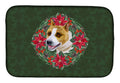 American Staffordshire Poinsetta Wreath Dish Drying Mat Absorbent Dish Drying Mat Pad for Kitchen Counter Dish Drainer Mat for Countertop, 14 x 21", Multicolor