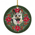 East-European Shepherd Poinsetta Wreath Ceramic Ornament Christmas Tree Hanging Decorations for Home Christmas Holiday, Party, Gift, 3 in, Multicolor