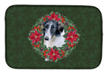 Borzoi Poinsetta Wreath Dish Drying Mat Absorbent Dish Drying Mat Pad for Kitchen Counter Dish Drainer Mat for Countertop, 14 x 21", Multicolor