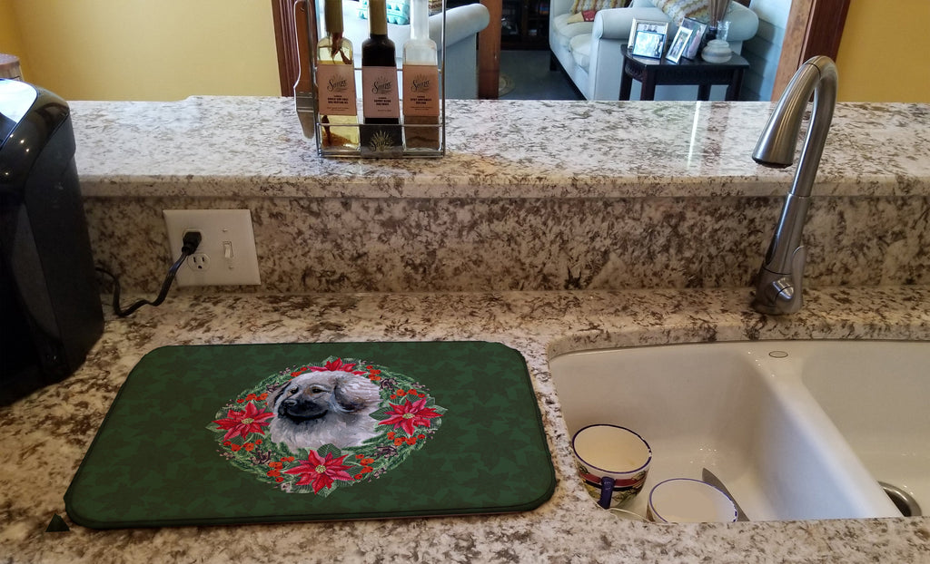 Moscow Watchdog Poinsetta Wreath Dish Drying Mat Absorbent Dish Drying Mat Pad for Kitchen Counter Dish Drainer Mat for Countertop, 14 x 21", Multicolor
