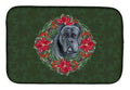 Cane Corso Poinsetta Wreath Dish Drying Mat Absorbent Dish Drying Mat Pad for Kitchen Counter Dish Drainer Mat for Countertop, 14 x 21", Multicolor