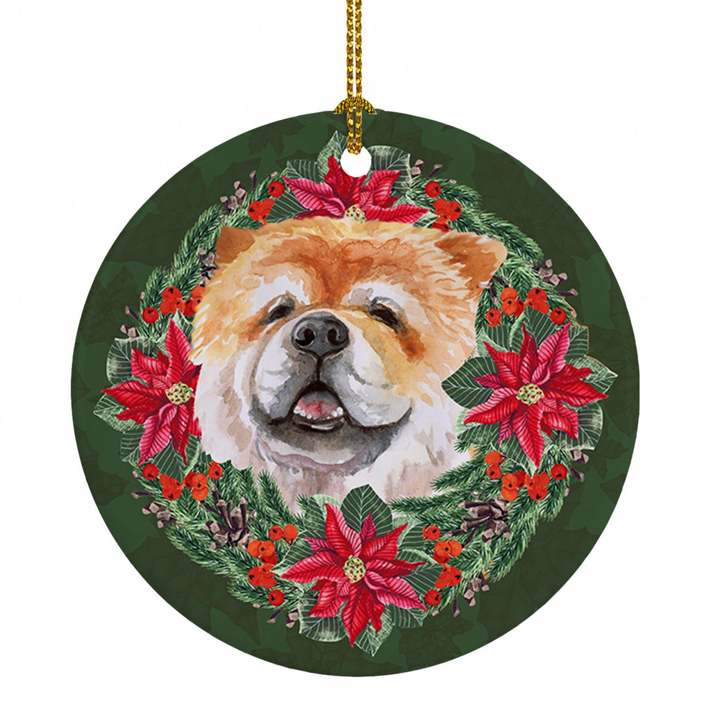Cane Corso Poinsetta Wreath Ceramic Ornament Christmas Tree Hanging Decorations for Home Christmas Holiday, Party, Gift, 3 in, Multicolor