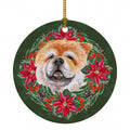 Cane Corso Poinsetta Wreath Ceramic Ornament Christmas Tree Hanging Decorations for Home Christmas Holiday, Party, Gift, 3 in, Multicolor