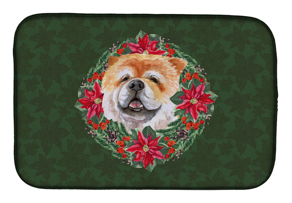 Cane Corso Poinsetta Wreath Dish Drying Mat Absorbent Dish Drying Mat Pad for Kitchen Counter Dish Drainer Mat for Countertop, 14 x 21", Multicolor