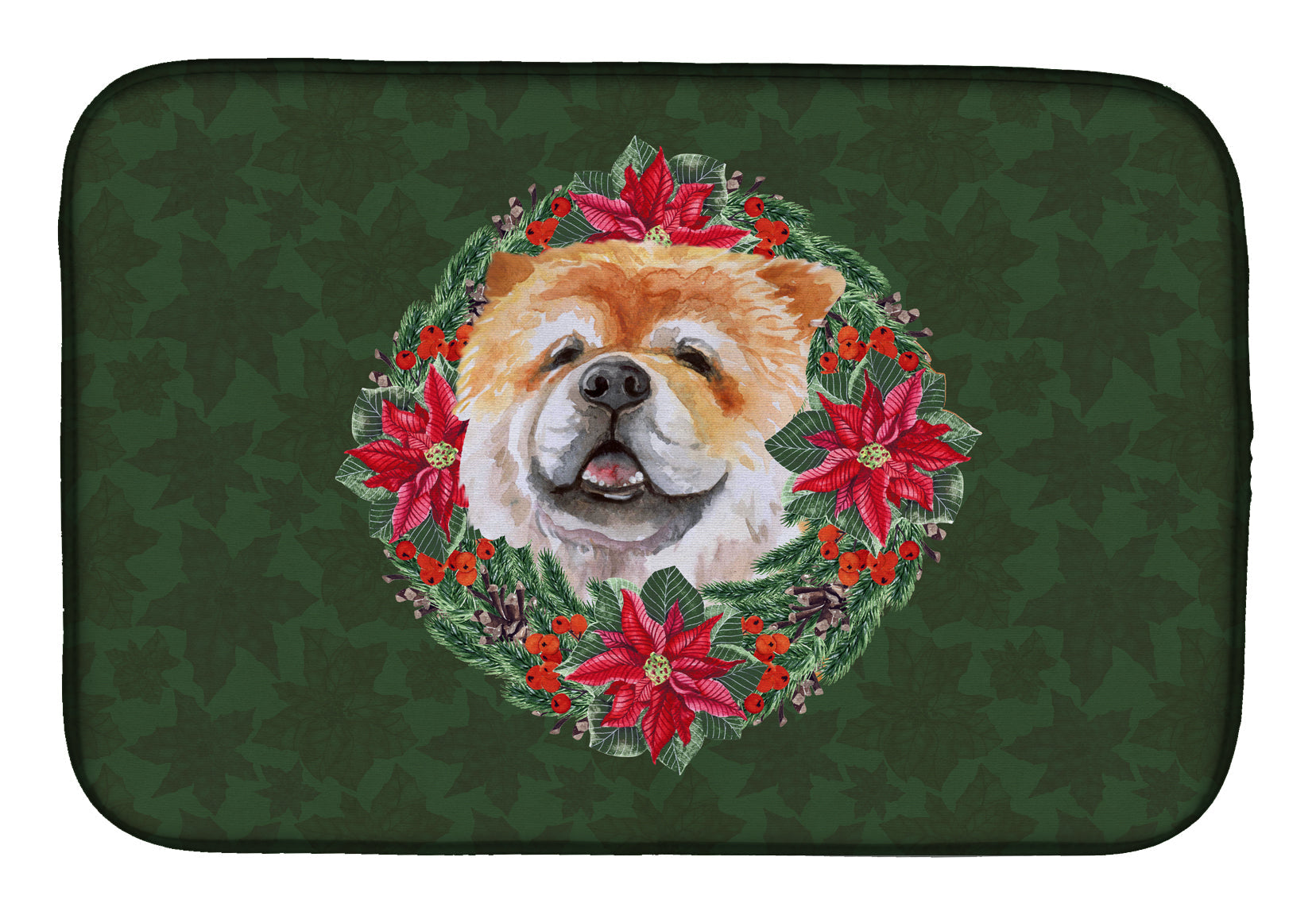 Cane Corso Poinsetta Wreath Dish Drying Mat Absorbent Dish Drying Mat Pad for Kitchen Counter Dish Drainer Mat for Countertop, 14 x 21", Multicolor