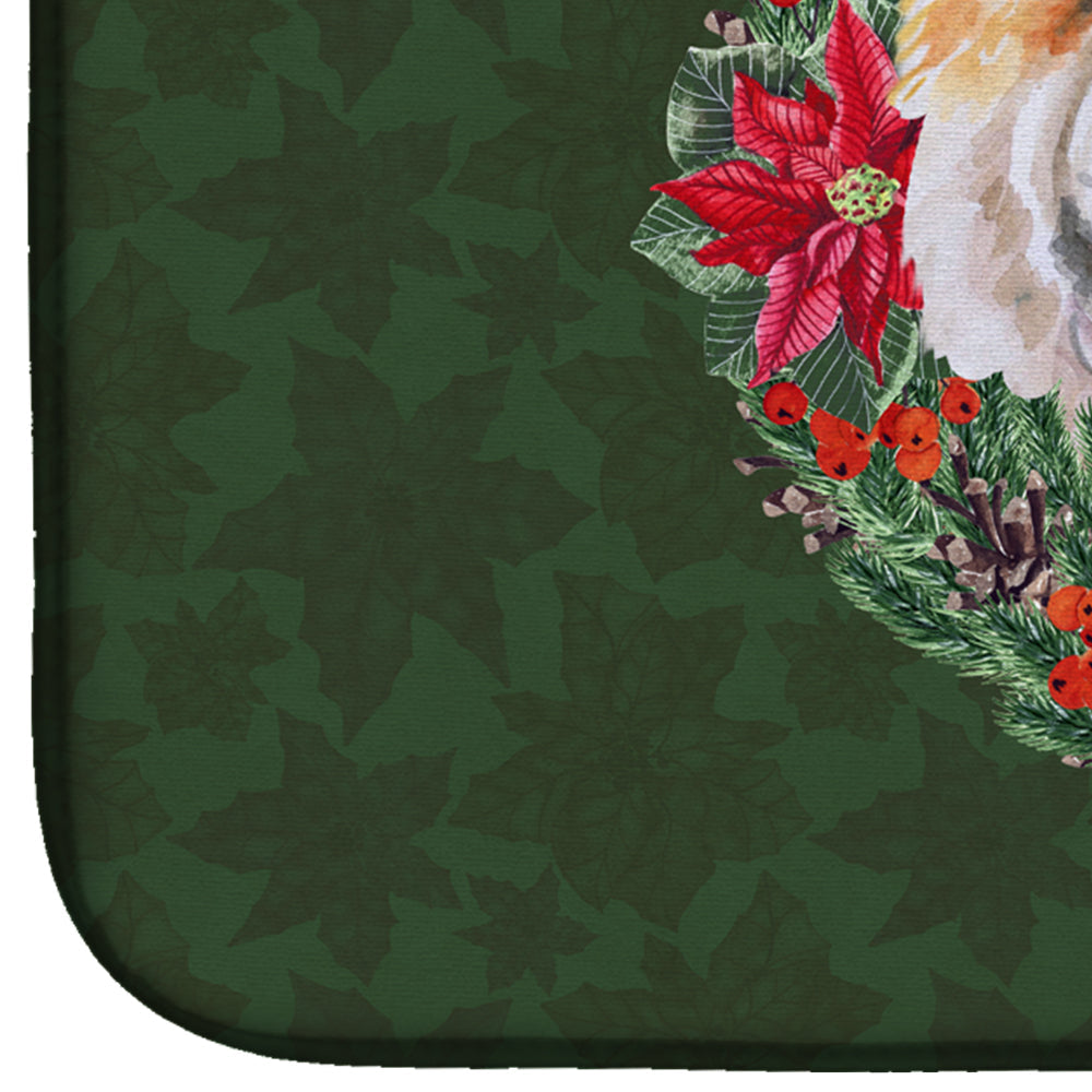 Cane Corso Poinsetta Wreath Dish Drying Mat Absorbent Dish Drying Mat Pad for Kitchen Counter Dish Drainer Mat for Countertop, 14 x 21", Multicolor