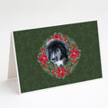 Newfoundland Puppy Poinsetta Wreath Greeting Cards Pack of 8 Blank Cards with Envelopes Whimsical A7 Size 5x7
