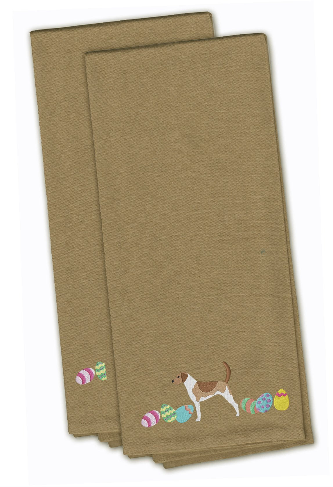 American Foxhound Easter Tan Embroidered Towel Set of 2 Decorative Bathroom Guest Hand Towel for Hand, Face, Tea, Dishcloth, 19 X 25, Tan