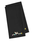 Jack Russell Terrier Easter Black Embroidered Towel Set of 2 Decorative Bathroom Guest Hand Towel for Hand, Face, Tea, Dishcloth, 19 X 25, Black