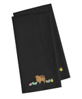 Pomeranian Easter Black Embroidered Towel Set of 2 Decorative Bathroom Guest Hand Towel for Hand, Face, Tea, Dishcloth, 19 X 25, Black