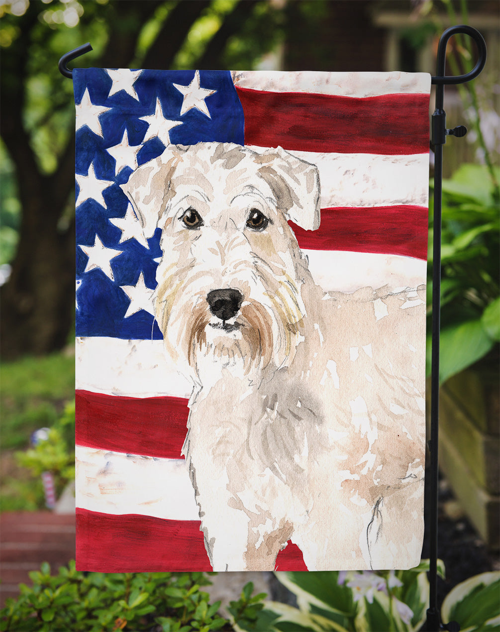 Patriotic USA Wheaten Terrier Garden Flag Mailbox Decorative Yard Banner Outside Patio Artwork for Flower Beds, Garden Size, Multicolor