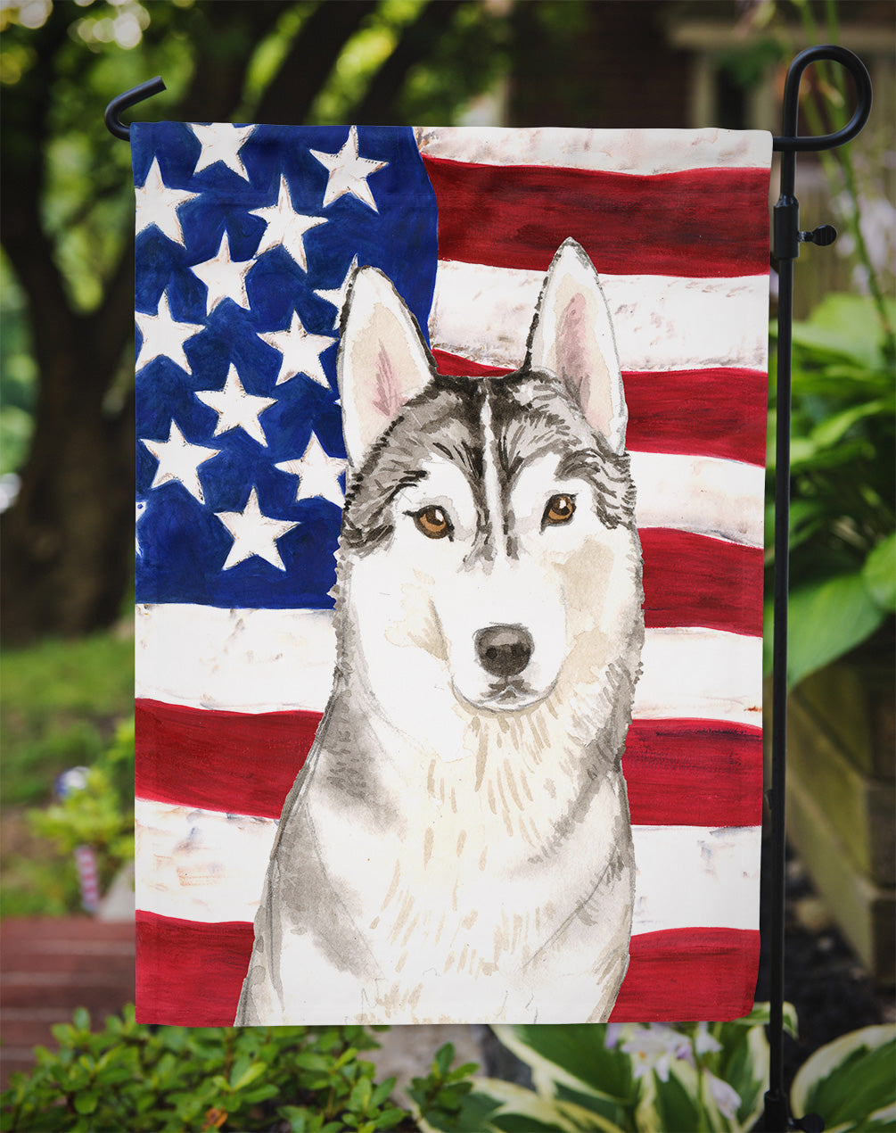Patriotic USA Siberian Husky Garden Flag Mailbox Decorative Yard Banner Outside Patio Artwork for Flower Beds, Garden Size, Multicolor