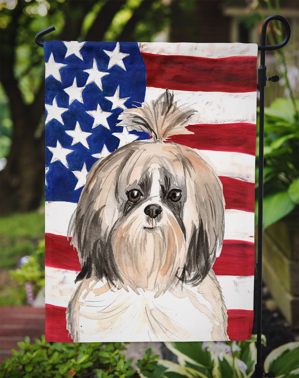 Patriotic USA Shih Tzu Garden Flag Mailbox Decorative Yard Banner Outside Patio Artwork for Flower Beds, Garden Size, Multicolor