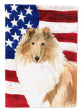 Patriotic USA Rough Collie Garden Flag Mailbox Decorative Yard Banner Outside Patio Artwork for Flower Beds, Garden Size, Multicolor