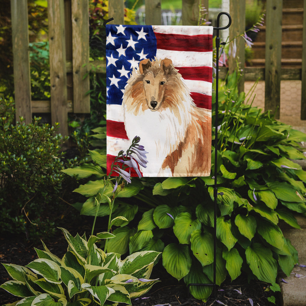 Patriotic USA Rough Collie Garden Flag Mailbox Decorative Yard Banner Outside Patio Artwork for Flower Beds, Garden Size, Multicolor