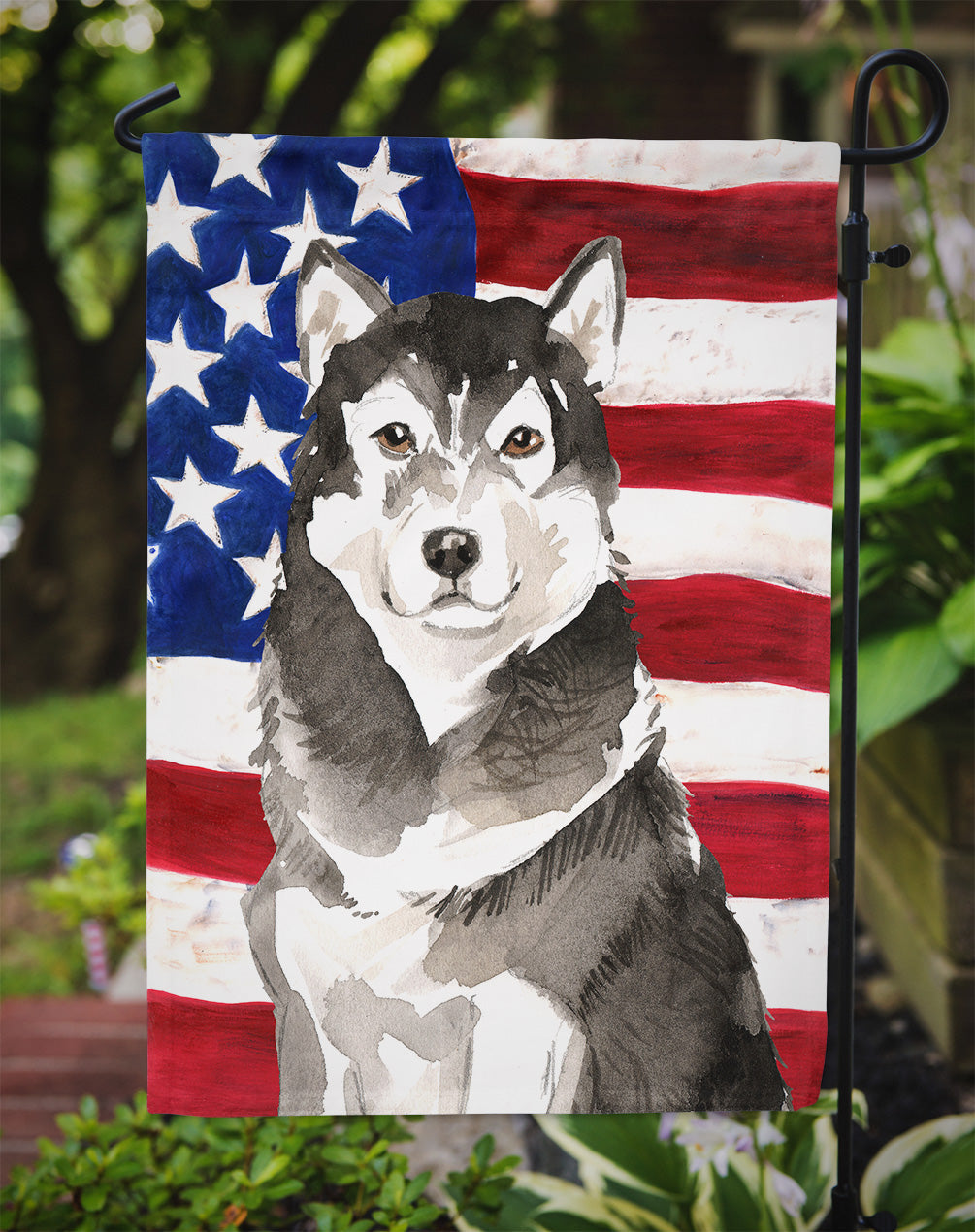 Patriotic USA Alaskan Malamute Garden Flag Mailbox Decorative Yard Banner Outside Patio Artwork for Flower Beds, Garden Size, Multicolor