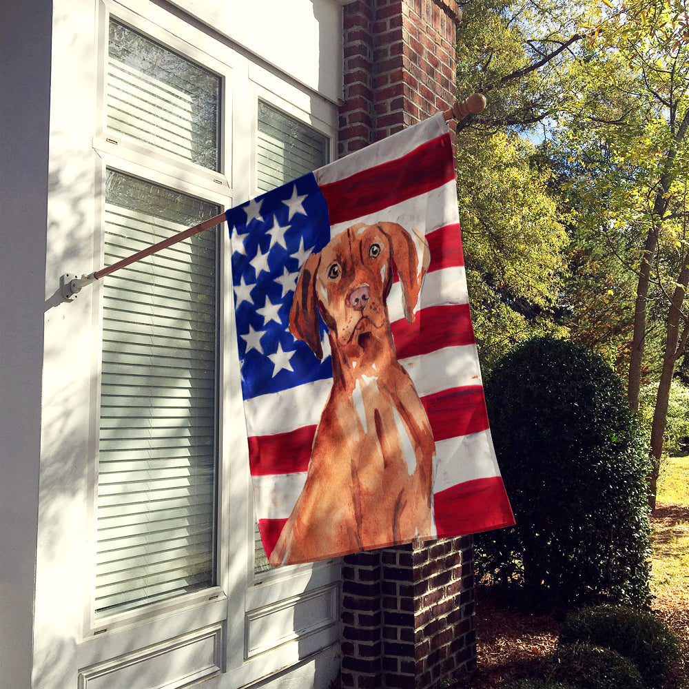 Patriotic USA Vizsla House Flag 28x40 Porch Sleeve Pole Decorative Outside Yard Banner Artwork Wall Hanging, Polyester