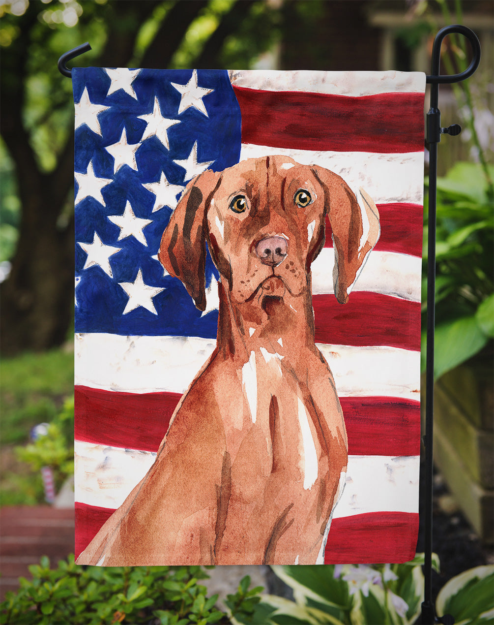 Patriotic USA Vizsla Garden Flag Mailbox Decorative Yard Banner Outside Patio Artwork for Flower Beds, Garden Size, Multicolor