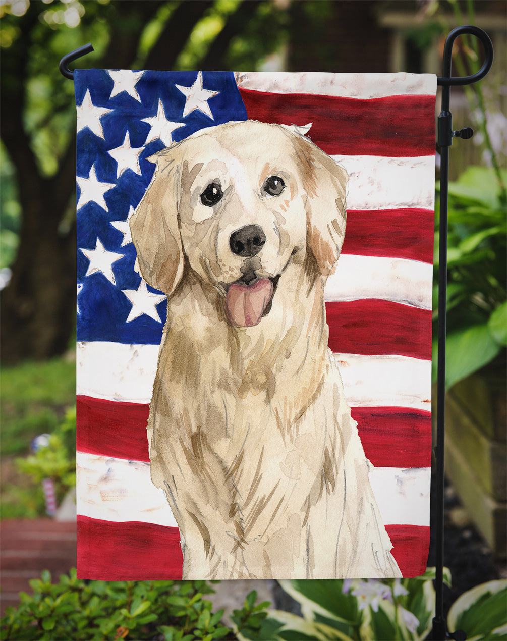 Patriotic USA Golden Retriever Garden Flag Mailbox Decorative Yard Banner Outside Patio Artwork for Flower Beds, Garden Size, Multicolor
