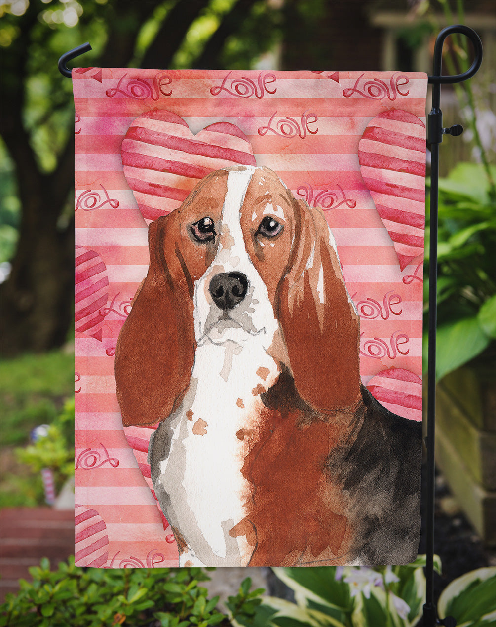 Love a Basset Hound Garden Flag Mailbox Decorative Yard Banner Outside Patio Artwork for Flower Beds, Garden Size, Multicolor