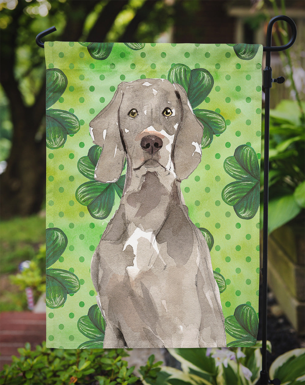 Shamrocks Weimaraner Garden Flag Mailbox Decorative Yard Banner Outside Patio Artwork for Flower Beds, Garden Size, Multicolor