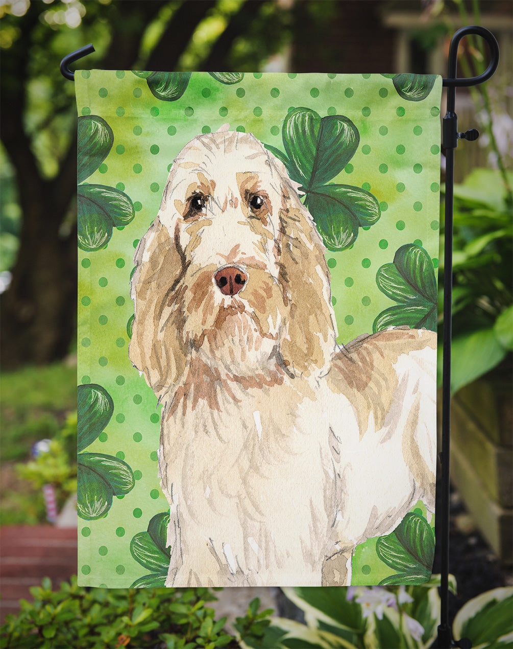 Shamrocks Spinone Italiano Garden Flag Mailbox Decorative Yard Banner Outside Patio Artwork for Flower Beds, Garden Size, Multicolor