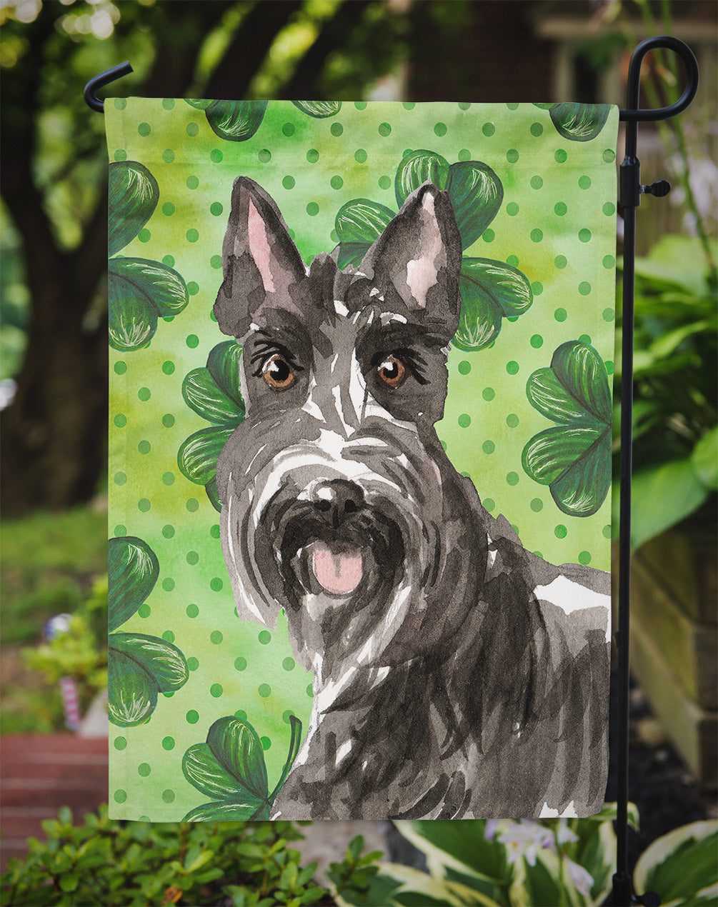 Shamrocks Scottish Terrier Garden Flag Mailbox Decorative Yard Banner Outside Patio Artwork for Flower Beds, Garden Size, Multicolor