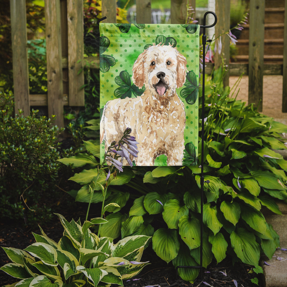 Shamrocks Goldendoodle Garden Flag Mailbox Decorative Yard Banner Outside Patio Artwork for Flower Beds, Garden Size, Multicolor