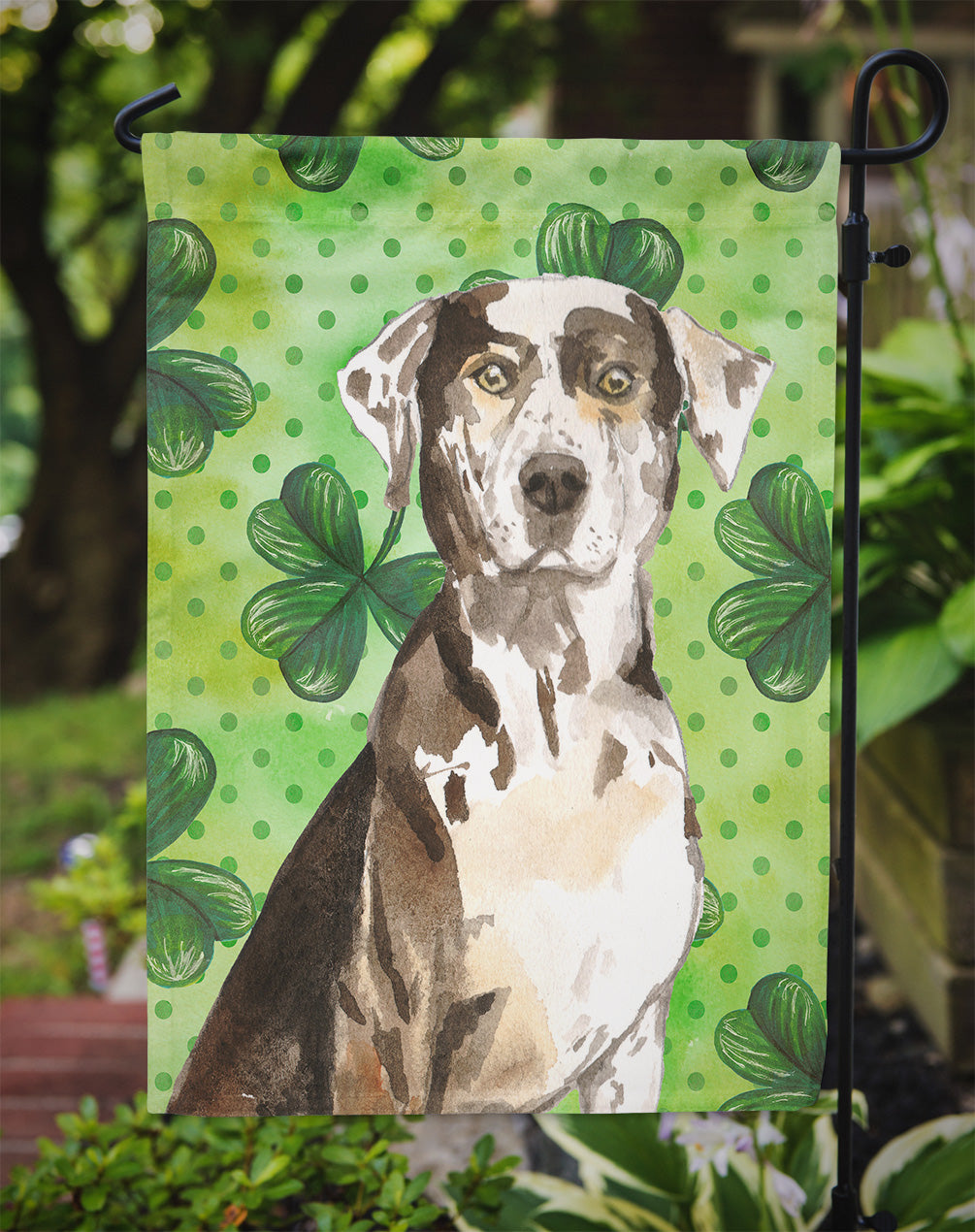 Shamrocks Catahoula Leopard Dog Garden Flag Mailbox Decorative Yard Banner Outside Patio Artwork for Flower Beds, Garden Size, Multicolor