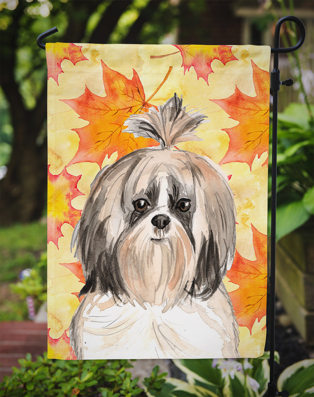 Fall Leaves Shih Tzu Garden Flag Mailbox Decorative Yard Banner Outside Patio Artwork for Flower Beds, Garden Size, Multicolor