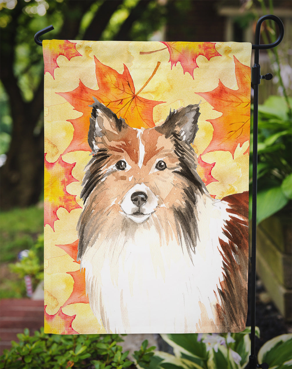Fall Leaves Sheltie Garden Flag Mailbox Decorative Yard Banner Outside Patio Artwork for Flower Beds, Garden Size, Multicolor